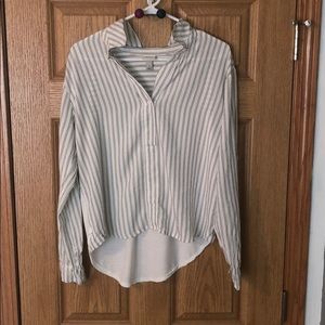 Black and White Striped High-Low Top